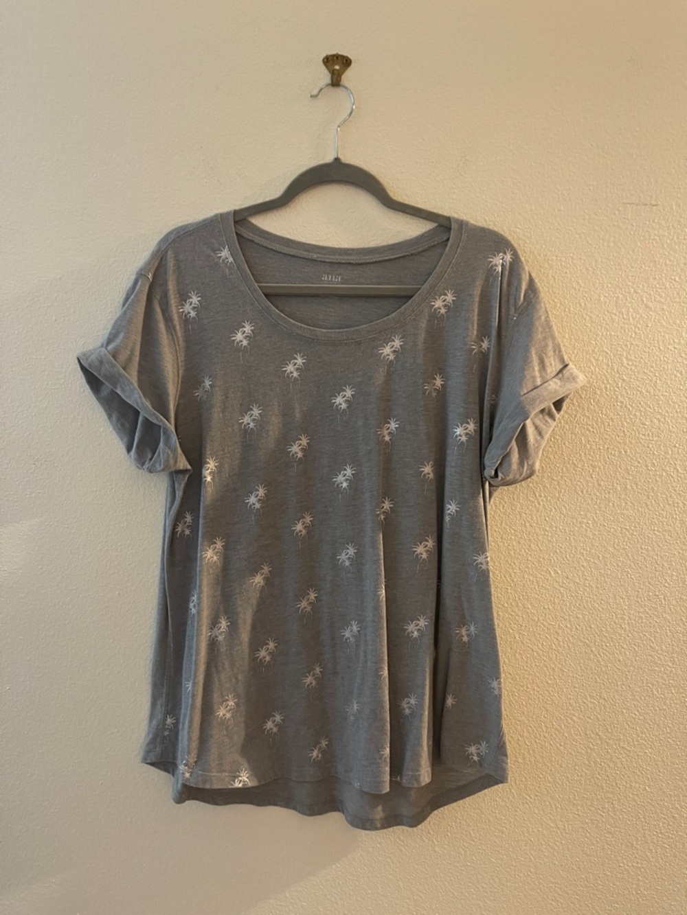 a.n.a Gray Palm Motif Short Sleeve Tee